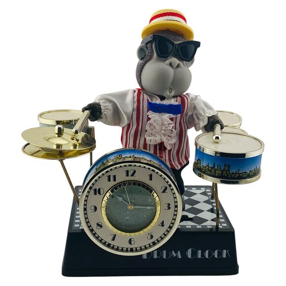 Musical Gorilla Rarity Master Anchor Drum Alarm Clock Early 1980s Helicon w/Box - Picture 3 of 10